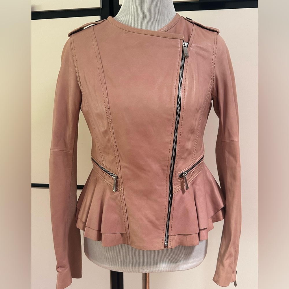 NWT BCBGMaxAzria Blush /Nude Soft Moto Leather Jacket
